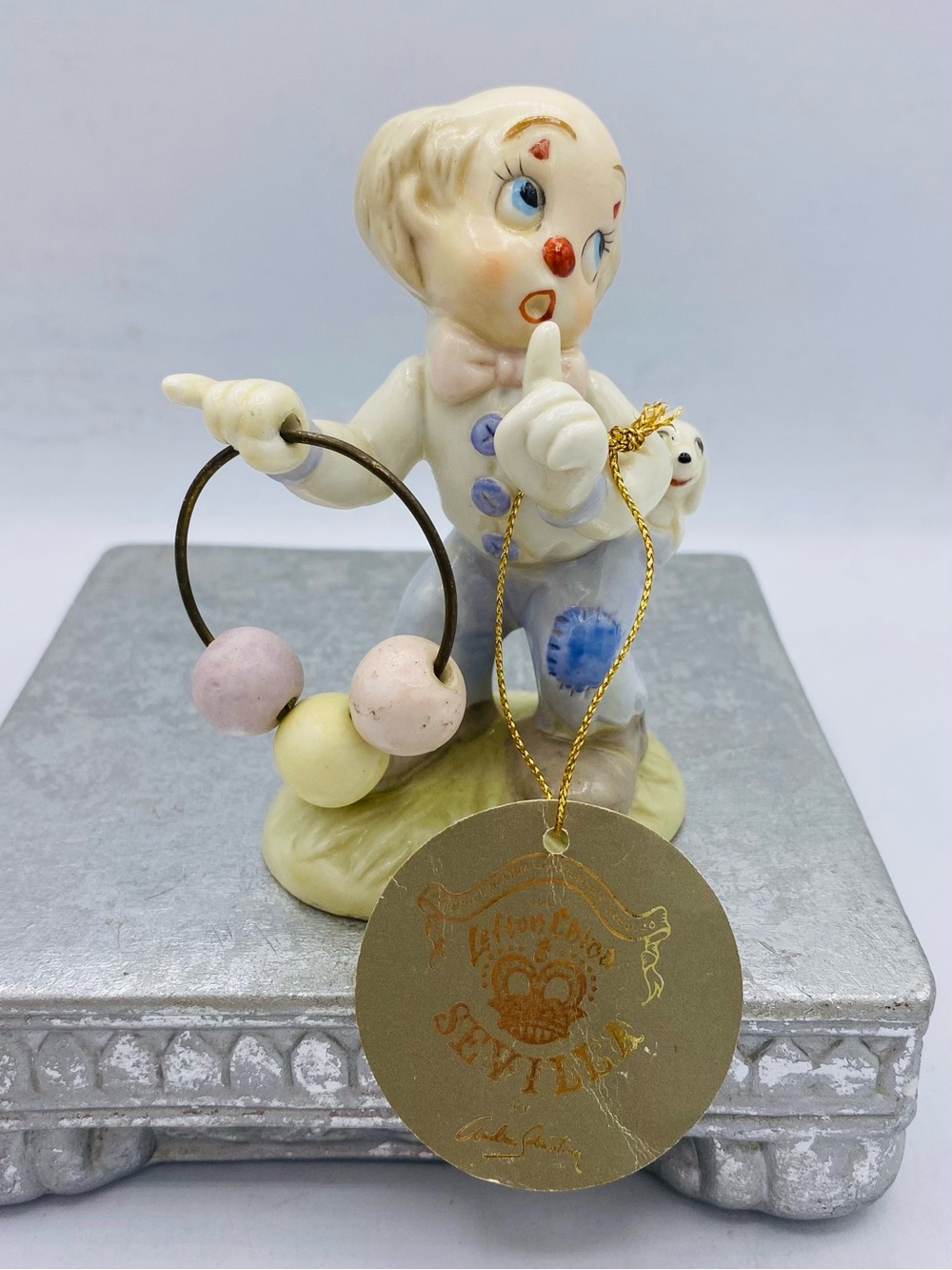 Lefton China 1986 Sevilla Hand Painted Pastel Clown Figurine Audrey Sebestian